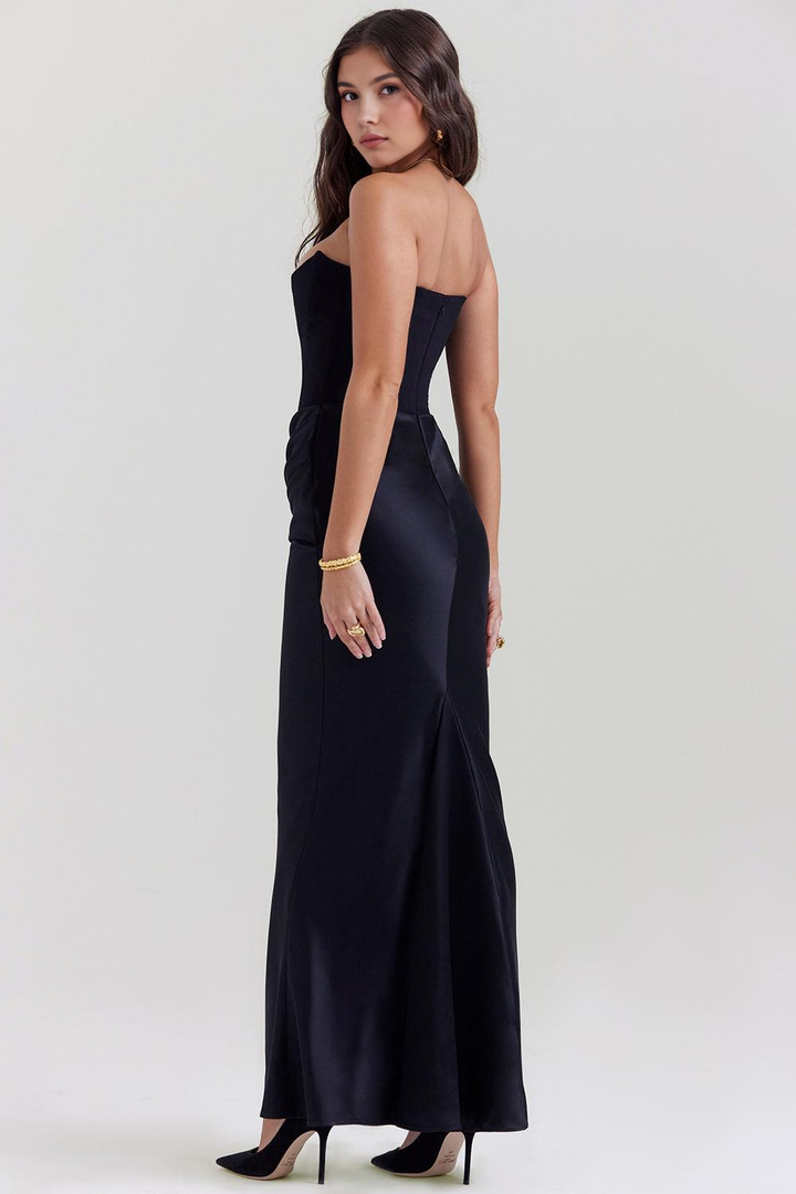 Dora | Women's Strapless Satin Maxi Dress