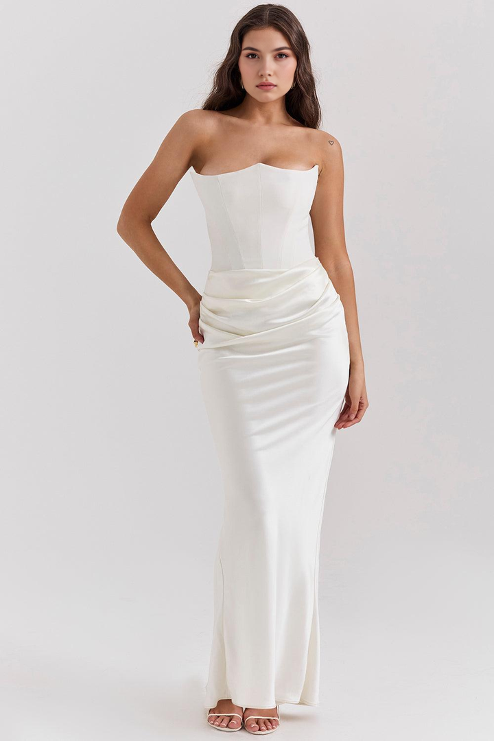 Dora | Women's Strapless Satin Maxi Dress
