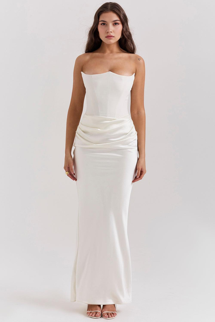 Dora | Women's Strapless Satin Maxi Dress