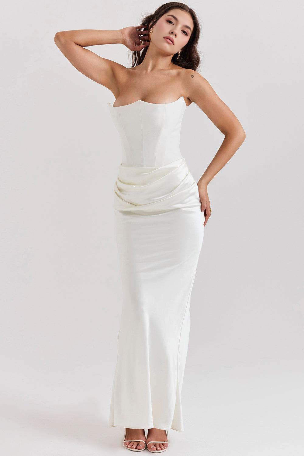 Dora | Women's Strapless Satin Maxi Dress