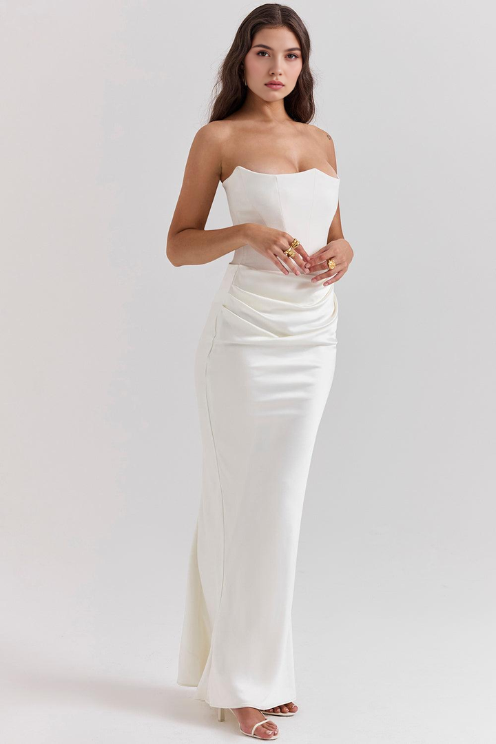 Dora | Women's Strapless Satin Maxi Dress