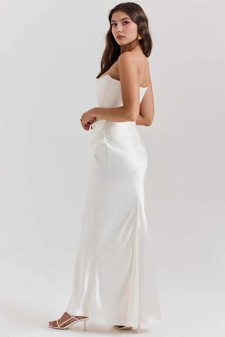 Dora | Women's Strapless Satin Maxi Dress