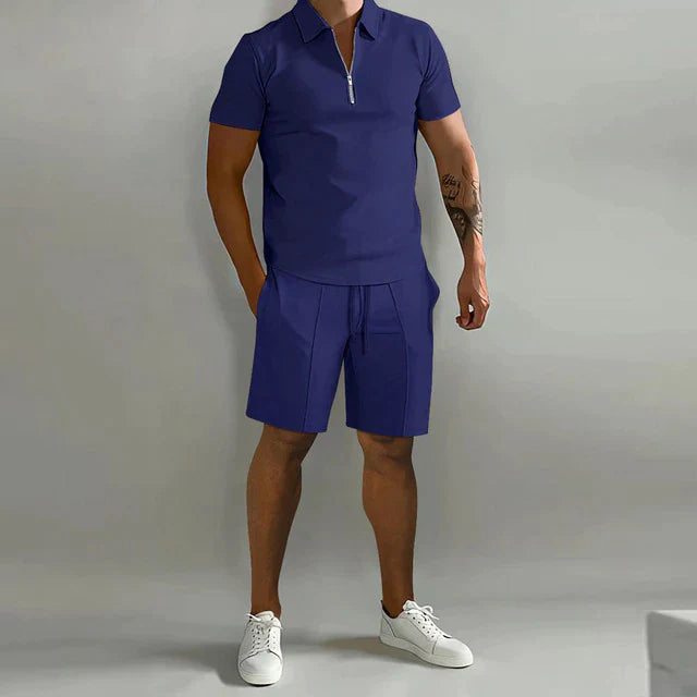 Luca | Men's Half Zip Polo Shirt and Shorts Set