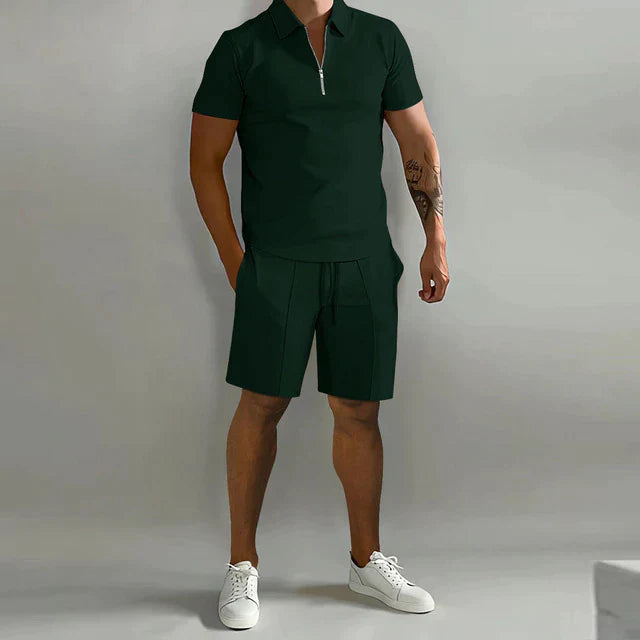 Luca | Men's Half Zip Polo Shirt and Shorts Set