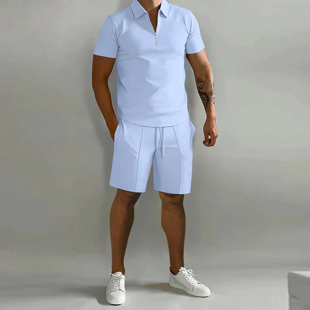 Luca | Men's Half Zip Polo Shirt and Shorts Set