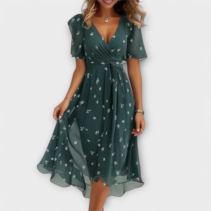 Jytte | Women's Floral V-Neck Midi Dress