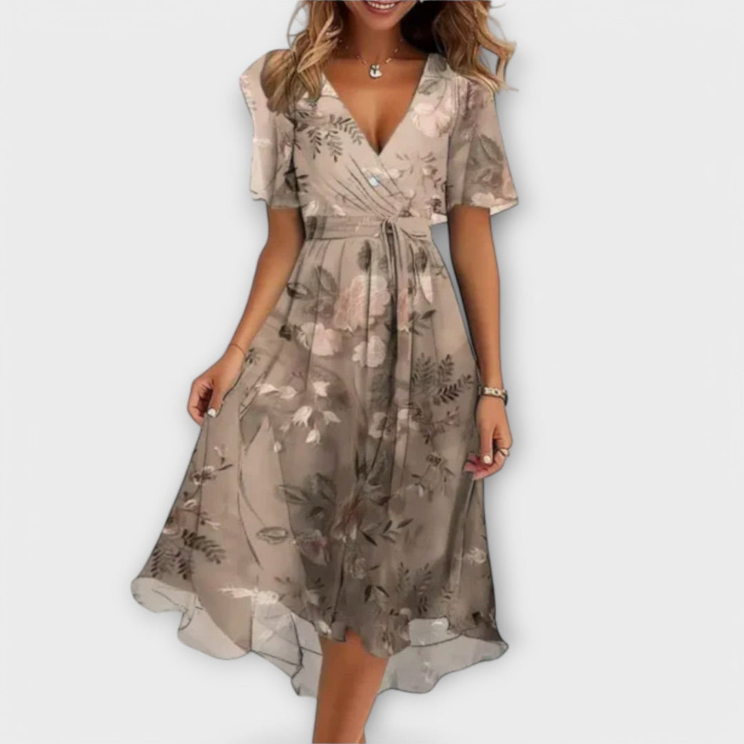 Jytte | Women's Floral V-Neck Midi Dress
