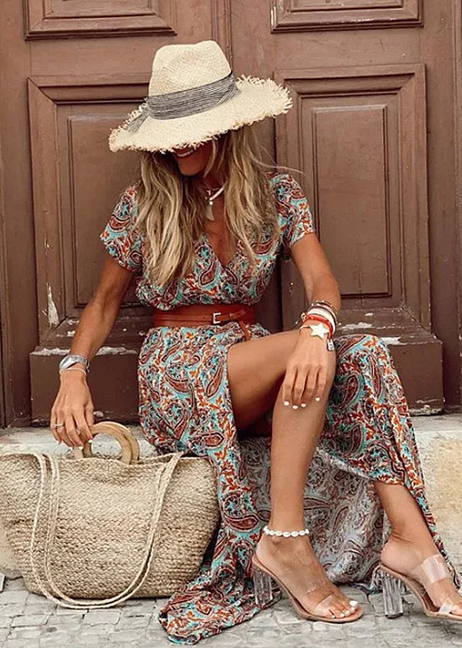 Jessa | Women's Boho Maxi Dress with Matching Belt