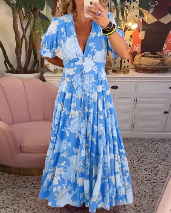 Izara | Women's Floral V-Neck Maxi Dress