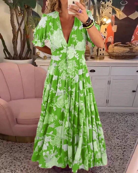 Izara | Women's Floral V-Neck Maxi Dress