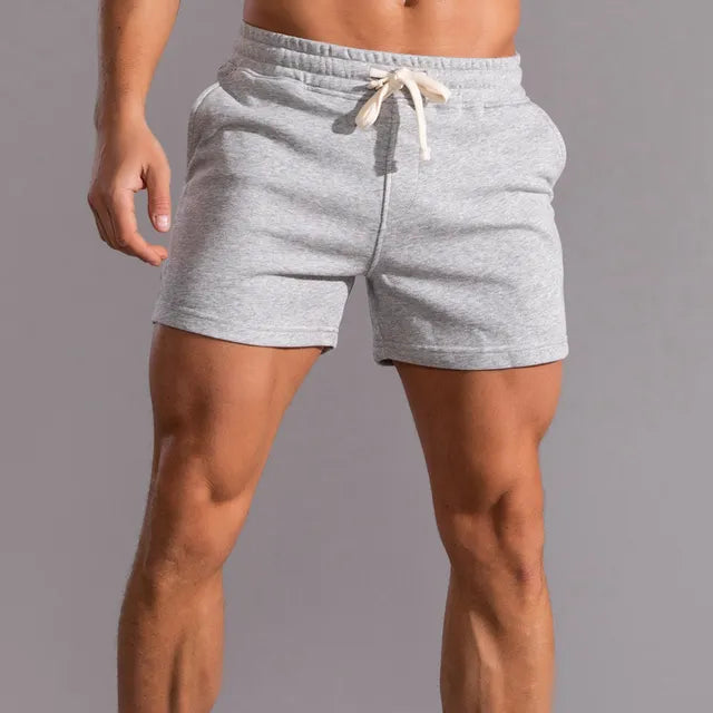 Miles men's slim fit grey drawstring shorts with a soft weave and mid-thigh cut for easy movement.