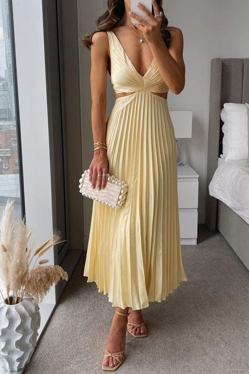 Nora | Women's Pleated Satin Midi Dress