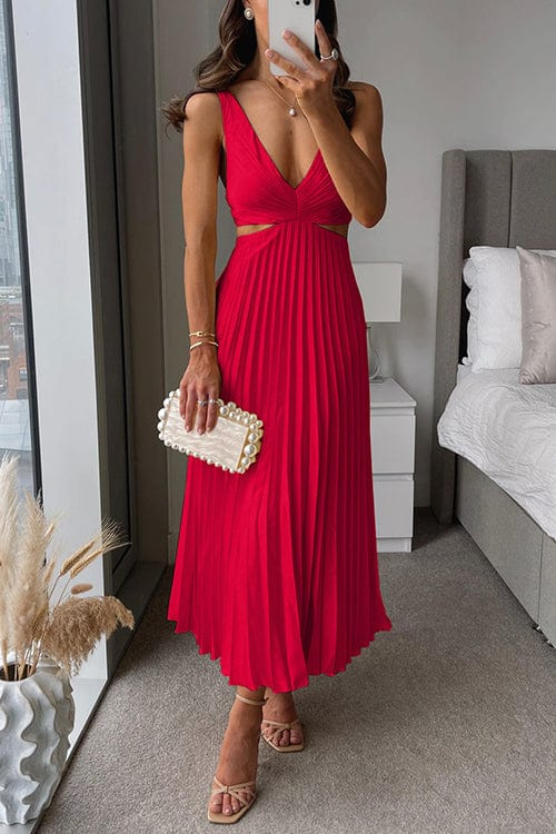 Nora | Women's Pleated Satin Midi Dress