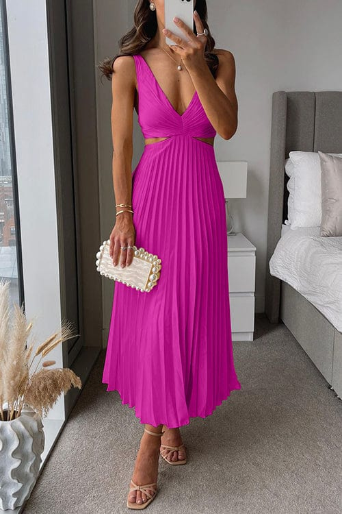 Nora | Women's Pleated Satin Midi Dress