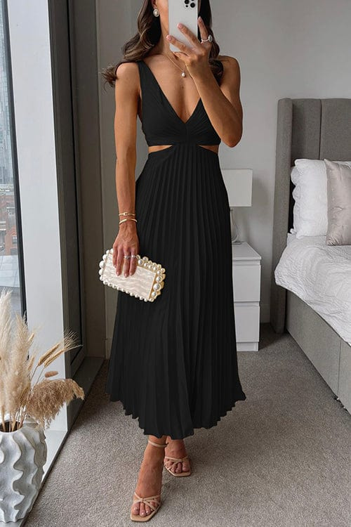 Nora | Women's Pleated Satin Midi Dress