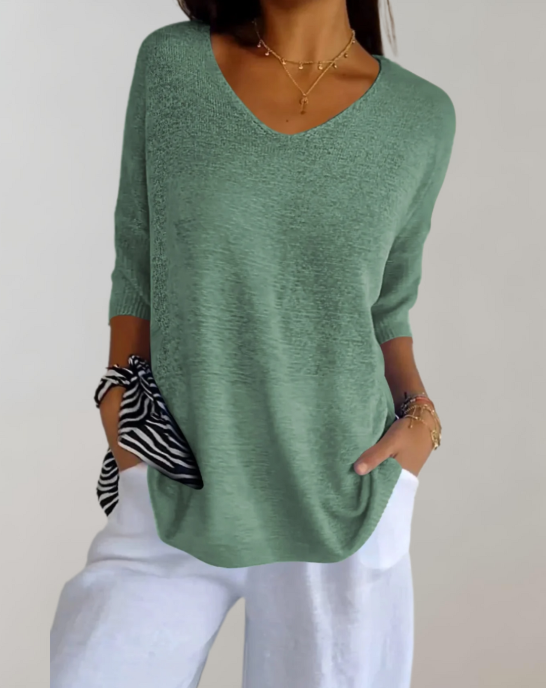 Rose | Women's V Neck Knit Top