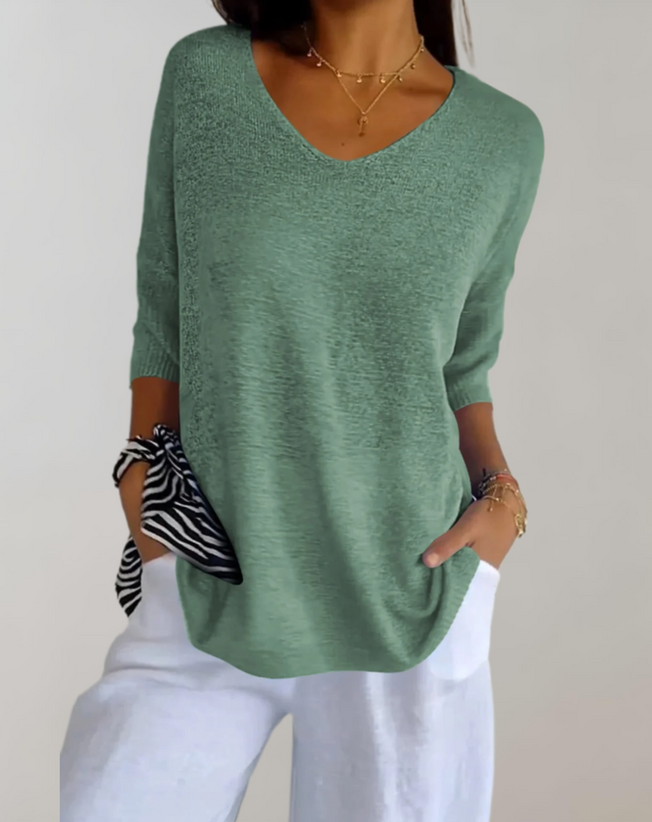 Rose | Women's V Neck Knit Top