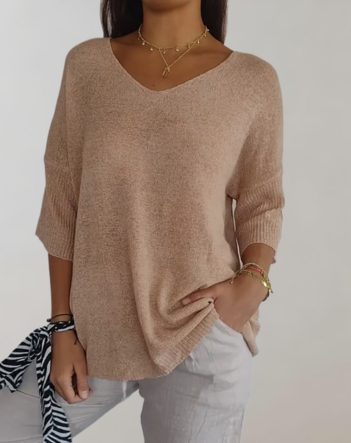 Rose | Women's V Neck Knit Top
