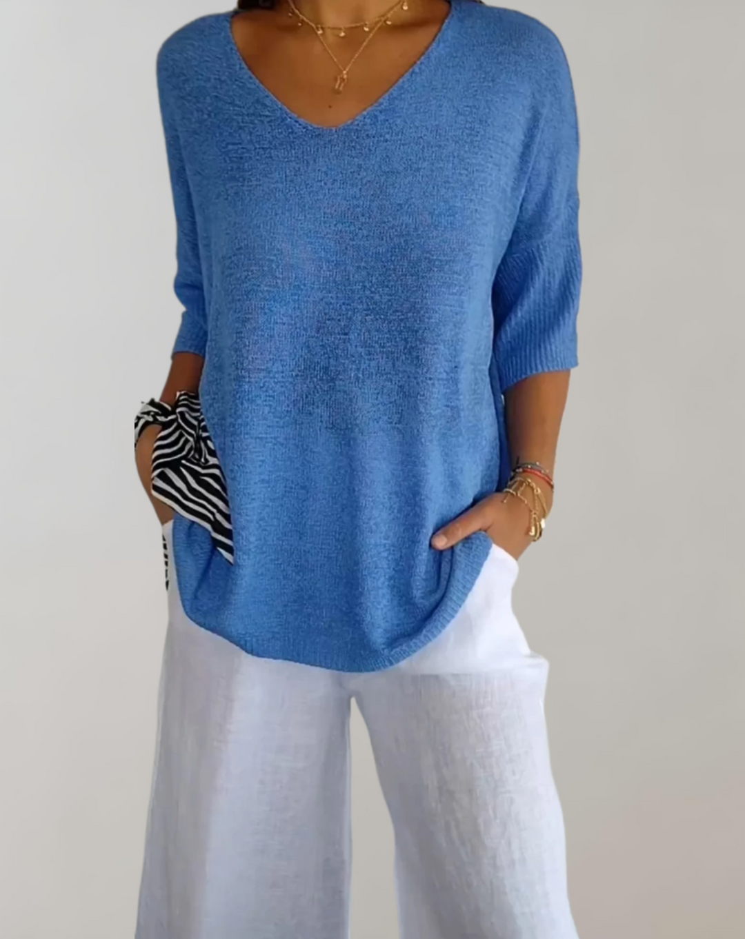 Rose | Women's V Neck Knit Top
