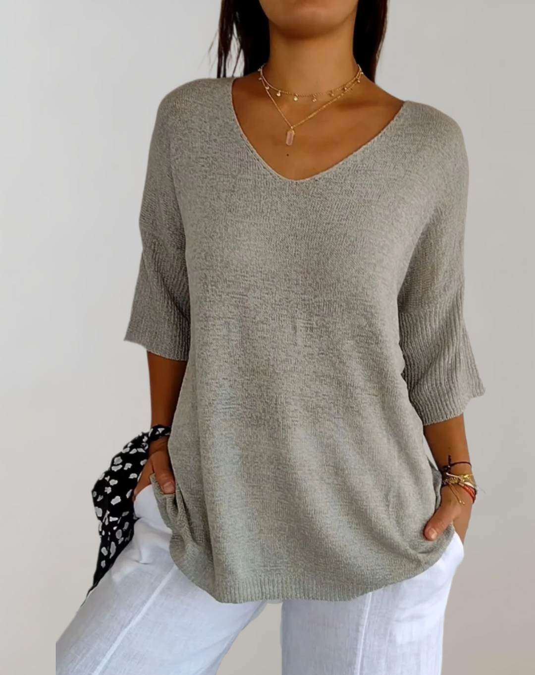 Rose | Women's V Neck Knit Top