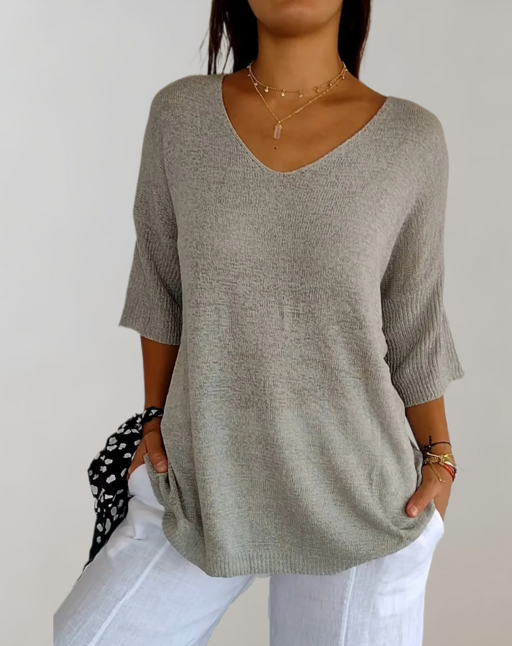 Rose | Women's V Neck Knit Top