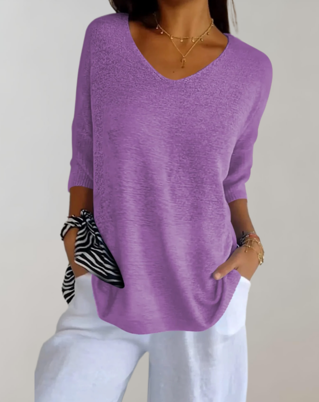 Rose | Women's V Neck Knit Top