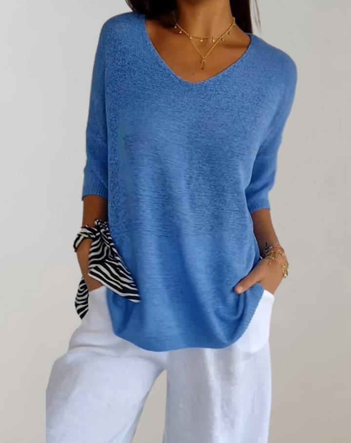 Rose | Women's V Neck Knit Top