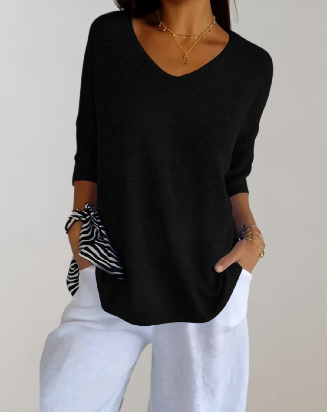 Rose | Women's V Neck Knit Top