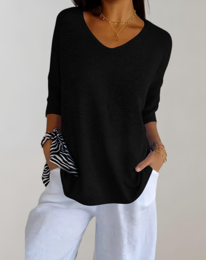Rose | Women's V Neck Knit Top