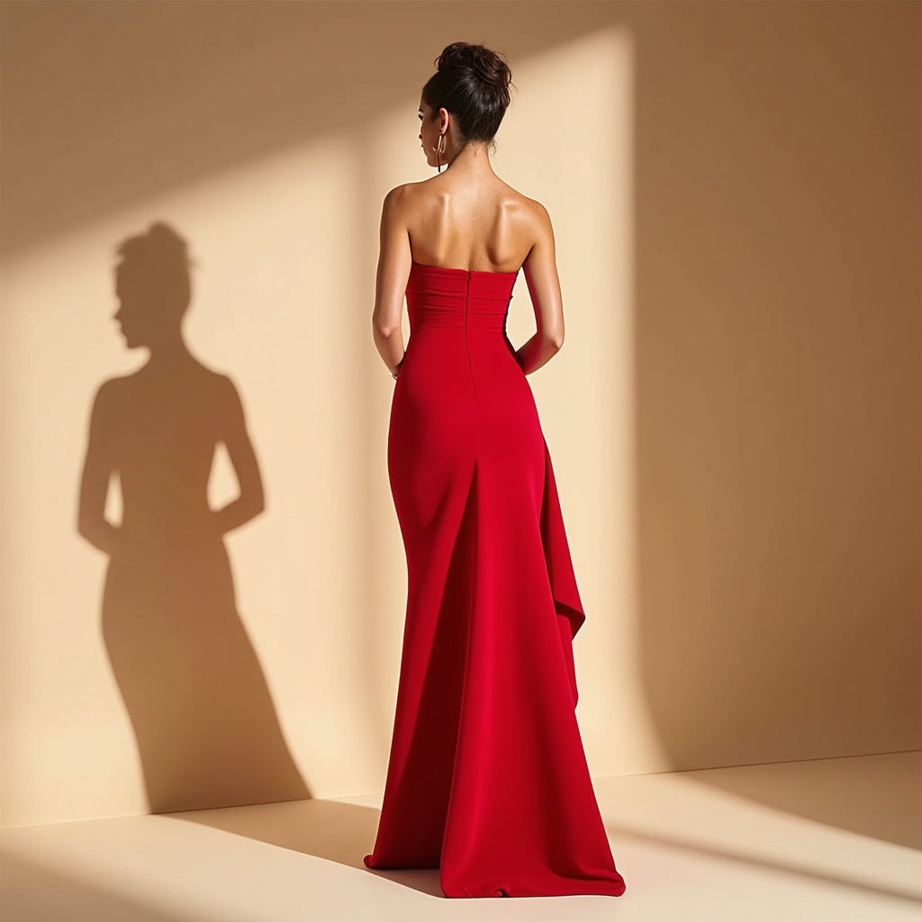 Elsa | Women's Strapless Wedding Guest Maxi Dress with Side Slit