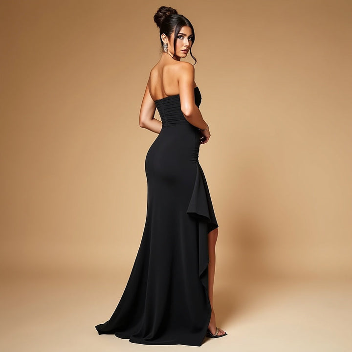 Elsa | Women's Strapless Wedding Guest Maxi Dress with Side Slit