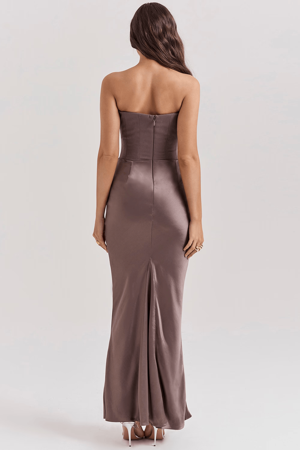 Dora | Women's Strapless Satin Maxi Dress
