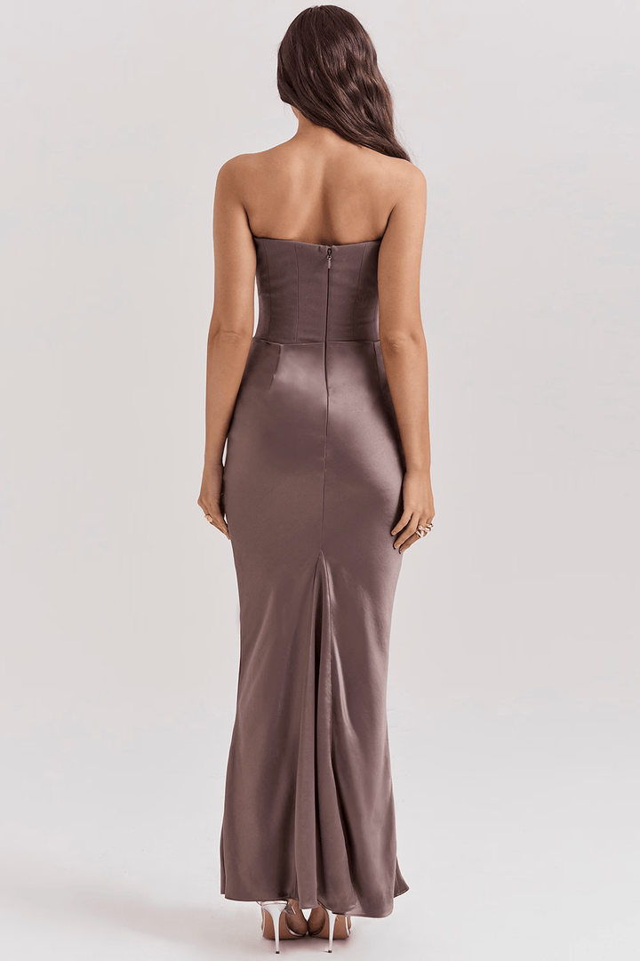 Dora | Women's Strapless Satin Maxi Dress
